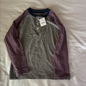 Crewcuts Two-Tone Henley Long-Sleeve Shirt - Gray & Plum